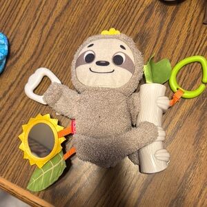 Plush Sloth Baby car seat Toy with Mirror and Teether